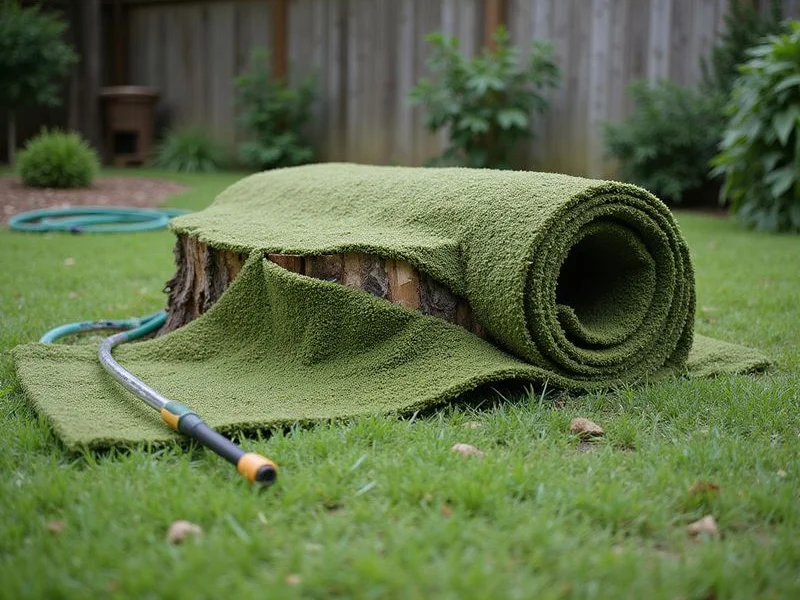 New sod installed over restored stump area